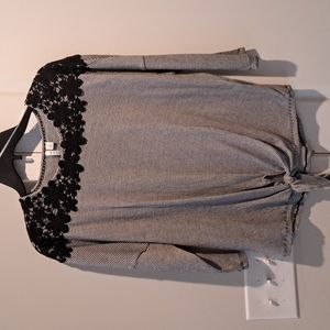 Elle Black and White Stripe Top